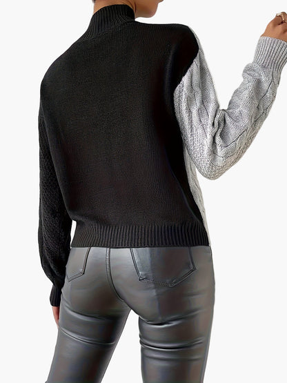 Damen Pullover im Patchwork-Design, eleganter Stil für Alltag und Büro