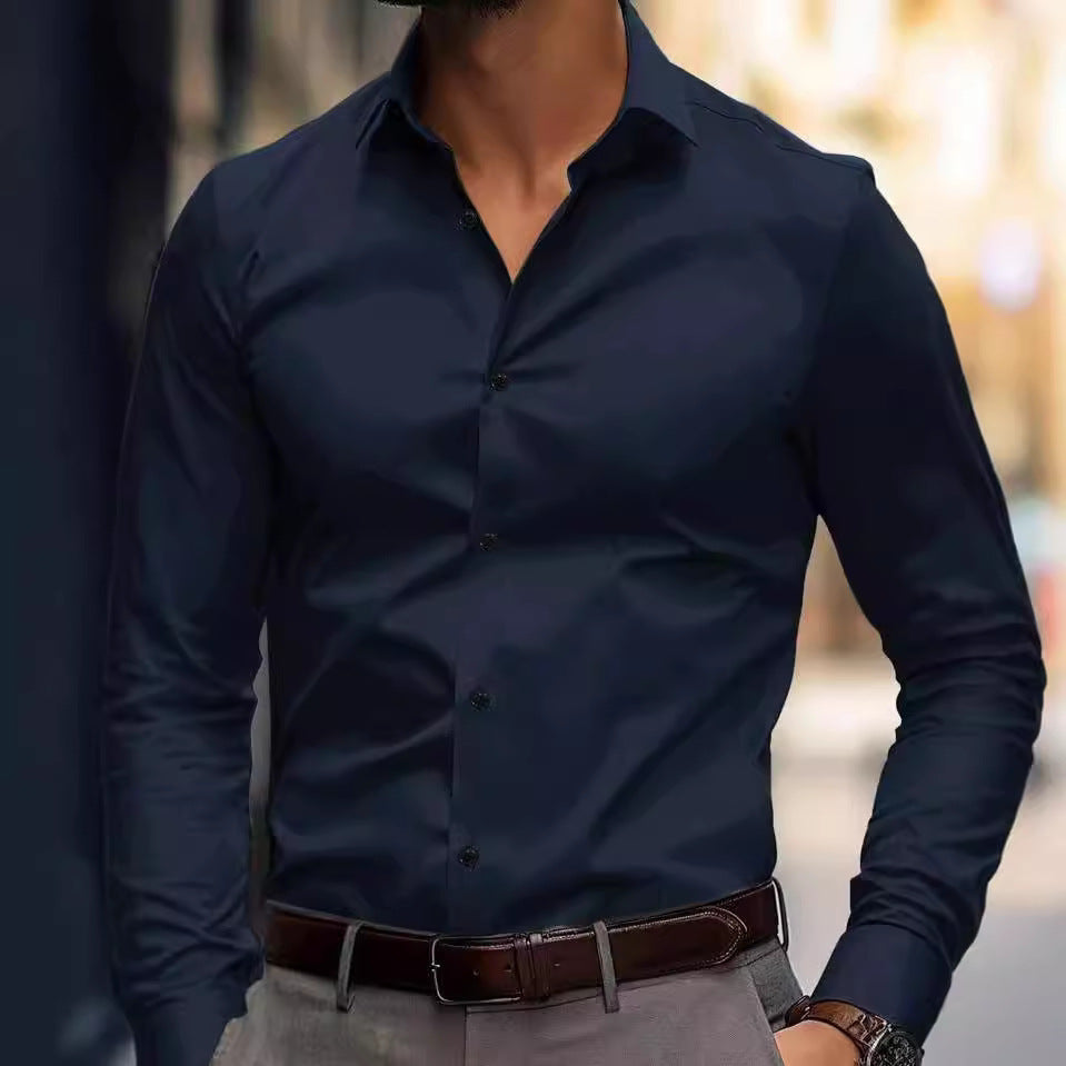 Herren Slim Fit Langarm-Hemd Weiß – Elegantes Business- & Freizeit-Hemd