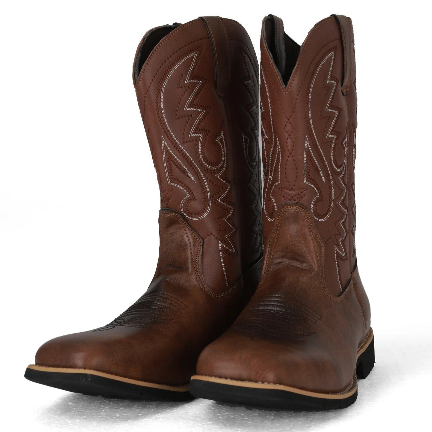 Heren Cowboy Westernlaarzen – Klassieke Kunstleren Boots voor Dagelijks Gebruik & Country-Style