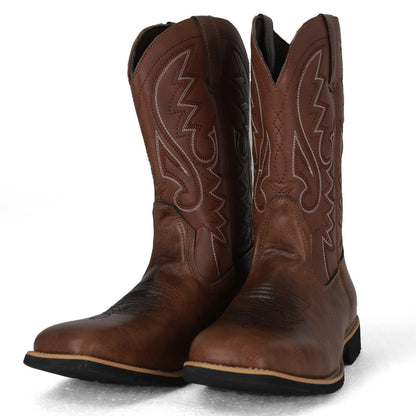 Heren Cowboy Westernlaarzen – Klassieke Kunstleren Boots voor Dagelijks Gebruik & Country-Style