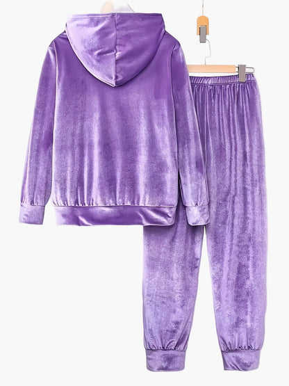 Conjunto de ocio para mujer con sudadera con capucha y pantalón de chándal – Conjunto cómodo para casa para otoño e invierno