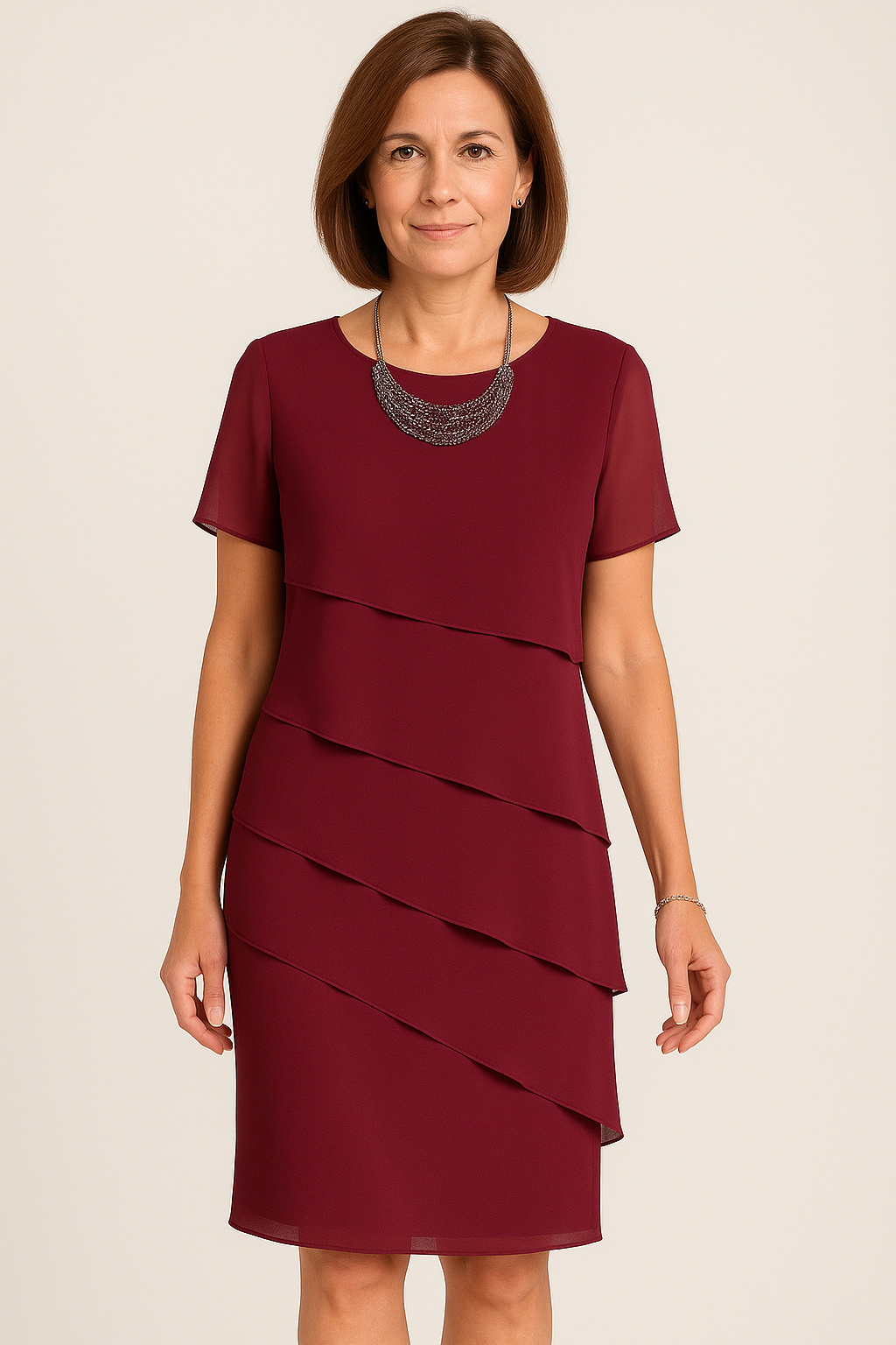 Sommer Etuikleid Damen – Luftiges Festkleid mit Lagenoptik für Hochzeit & elegante Anlässe