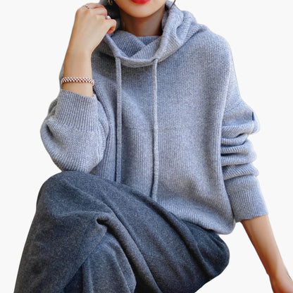 Damen Strickpullover mit Kapuze – Lässiger Hoodie für Alltag und Freizeit
