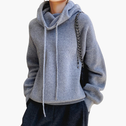 Damen Strickpullover mit Kapuze – Lässiger Hoodie für Alltag und Freizeit