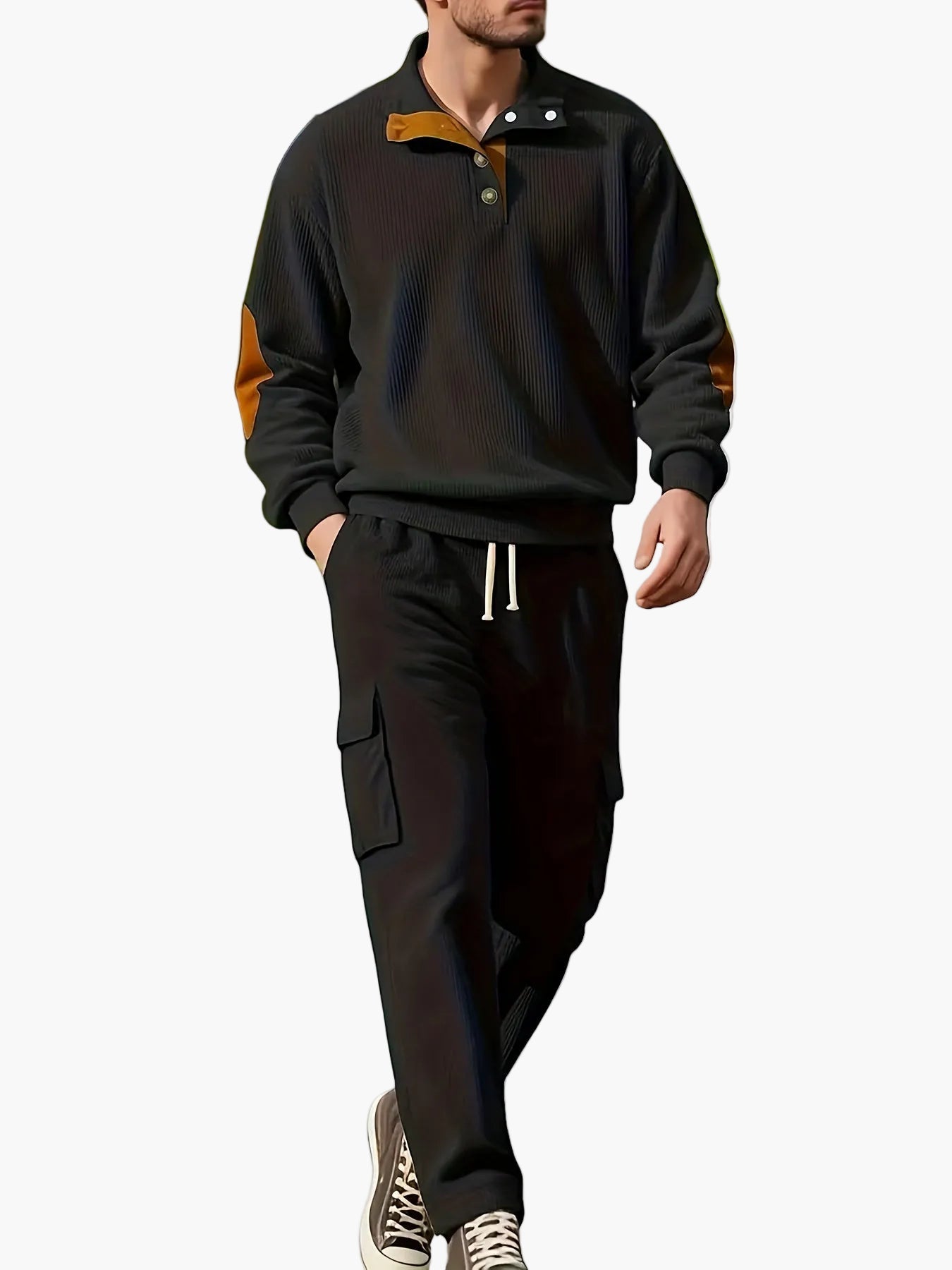 Herren Freizeit-Set mit Kordelzug Jogginghose und Pullover im modernen Streetstyle – ideal für Alltag und Freizeit