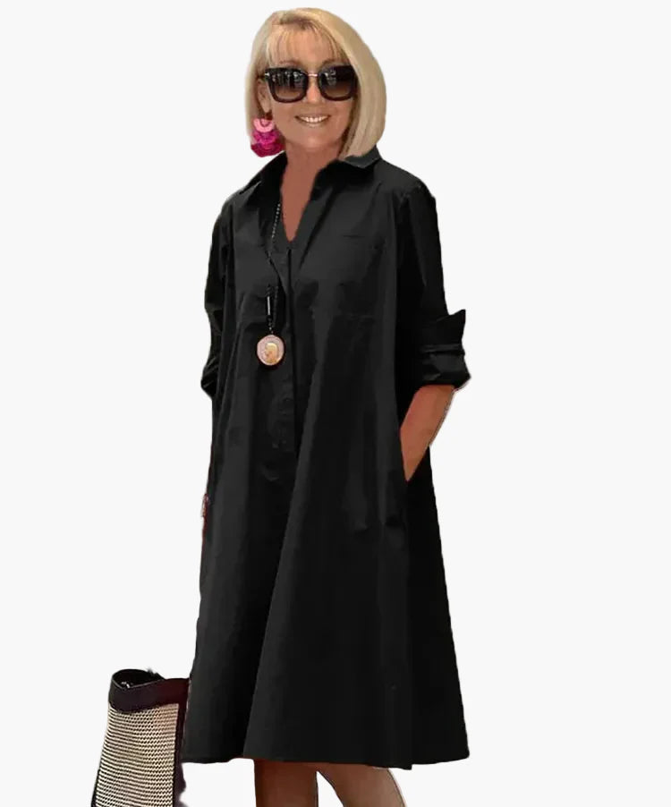 Dames Hemdblousejurk Elegant Los – Perfect voor Dagelijks Gebruik en Vakantie