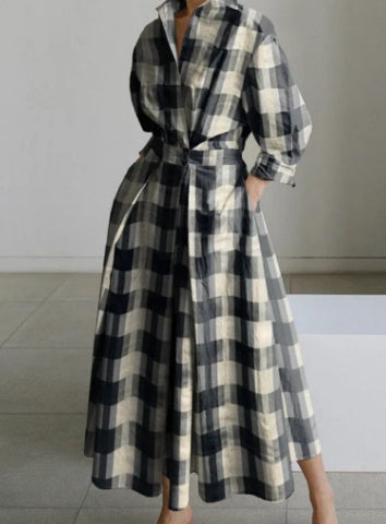 Angela – Langärmliges Blusenkleid mit elastischem Bund