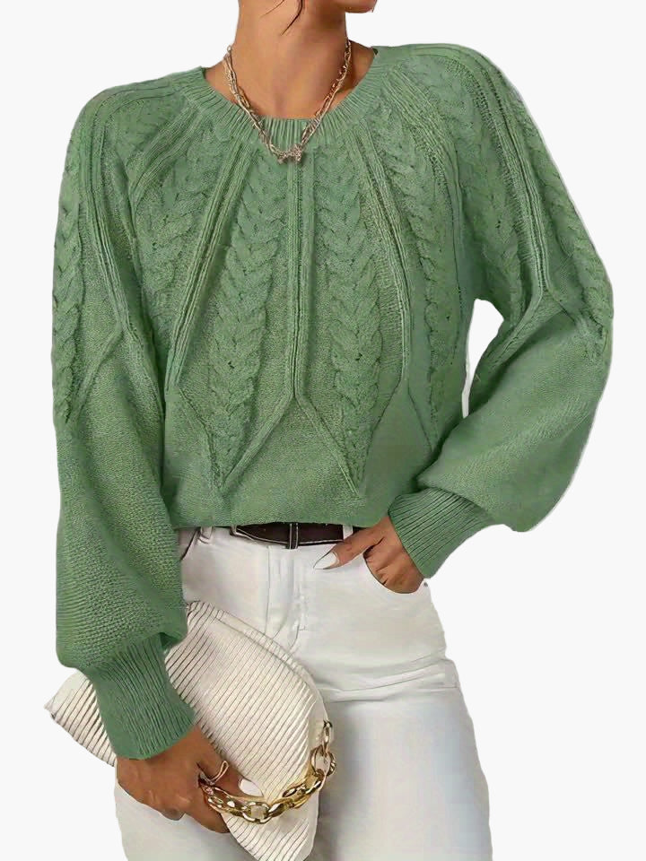 Damen Strickpullover Elegant mit Zopfmuster – Modischer Freizeit Sweater für Herbst und Frühling