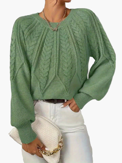 Damen Strickpullover Elegant mit Zopfmuster – Modischer Freizeit Sweater für Herbst und Frühling