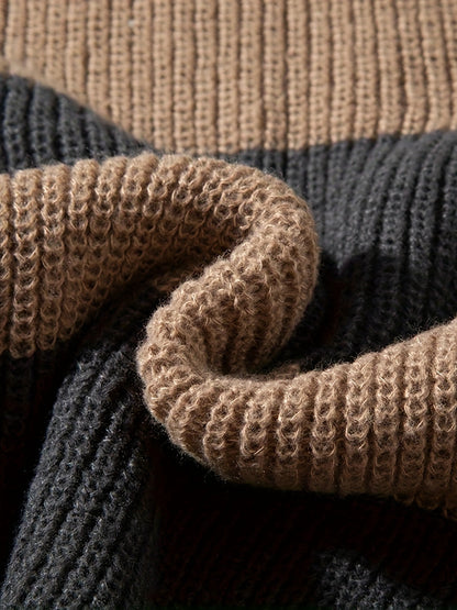 Herren Grobstrick Pullover im Casual Look mit Streifen – Perfekt für Herbst und Winter