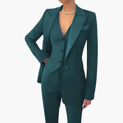 Damen Business Dreiteiler Anzug mit tailliertem Schnitt – Eleganter Blazer, Weste und Hose für Büro & Events