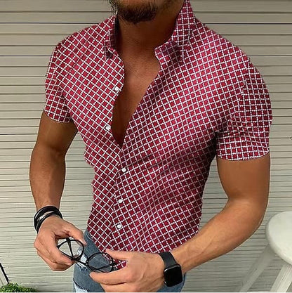 Chris – Camisa de hombre de manga corta con patrón de cuadros en tallas grandes