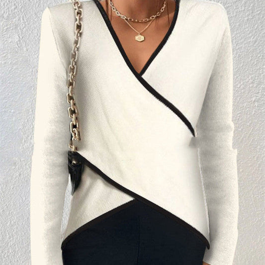 Gabrielle – Kurzarm-Bluse mit Querstreifen und einfarbigem Design