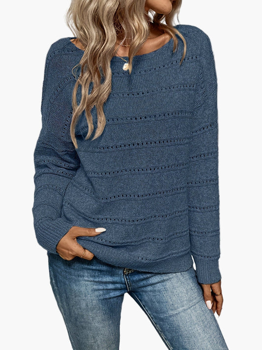 Damen Strickpullover mit Lochmuster – Eleganter Alltags-Look für Herbst und Winter