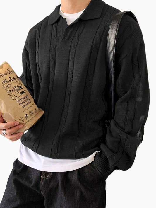 Herren Strickpullover Polo Kragen Casual Stil – Ideal für Alltag und Freizeit