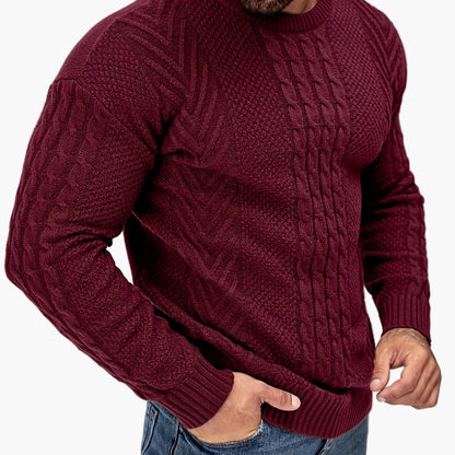 Herren Strickpullover im Casual Look für Herbst und Winter – Modischer Grobstrick Pullover mit Rundhalsausschnitt