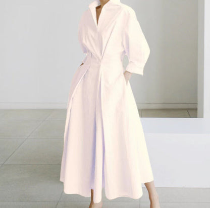 Angela – Langärmliges Blusenkleid mit elastischem Bund