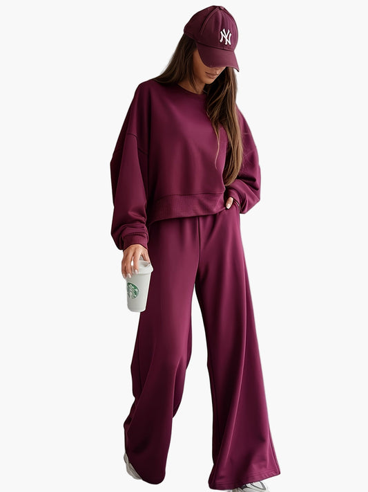 Ensemble sweat-shirt oversize et pantalon ample pour femme – Style urbain confortable pour le quotidien et les voyages