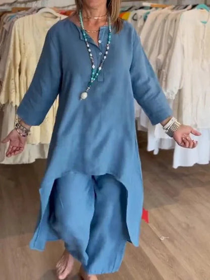 Dam - Kurta i solgult – Boho-tunika med halvlånga ärmar