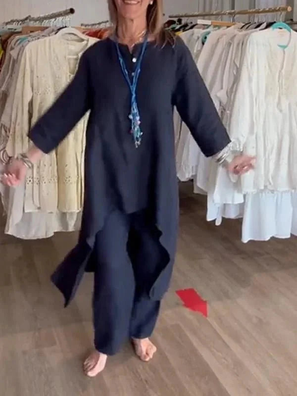 Dam - Kurta i solgult – Boho-tunika med halvlånga ärmar