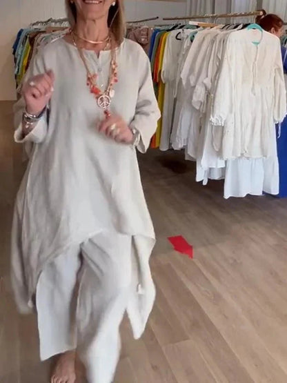 Dam - Kurta i solgult – Boho-tunika med halvlånga ärmar