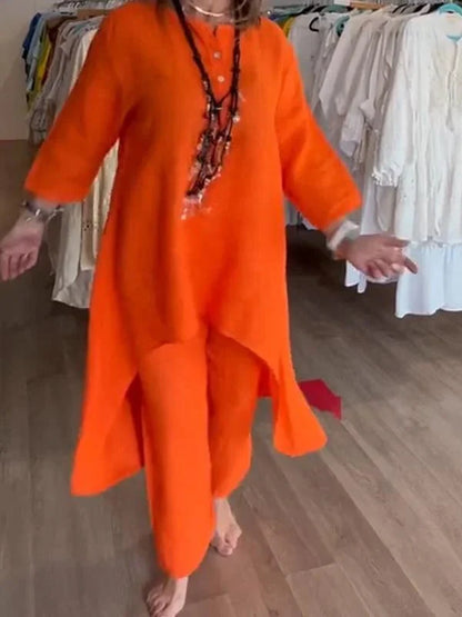 Dam - Kurta i solgult – Boho-tunika med halvlånga ärmar