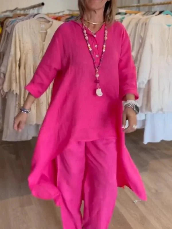 Dam - Kurta i solgult – Boho-tunika med halvlånga ärmar