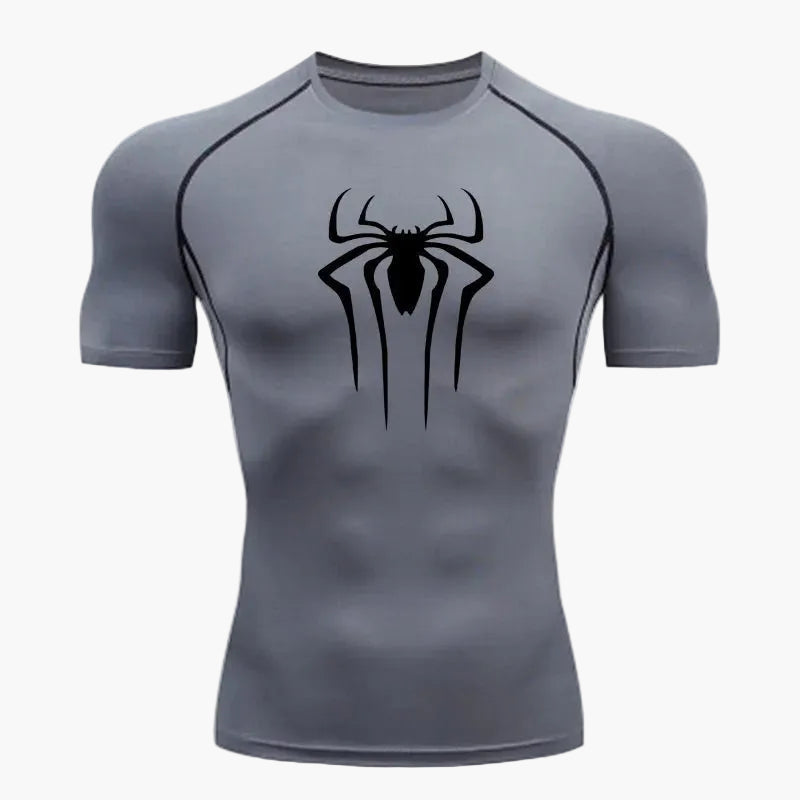 Herr Kompressionsshirt med Spindel-Logo – Sport- & Fitness-T-shirt i superhjältestil