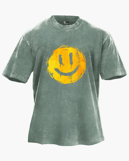 Herren Oversize T-Shirt mit Smiley Print – Streetstyle Unisex, Lässige Mode, Ideal für Freizeit & Alltag