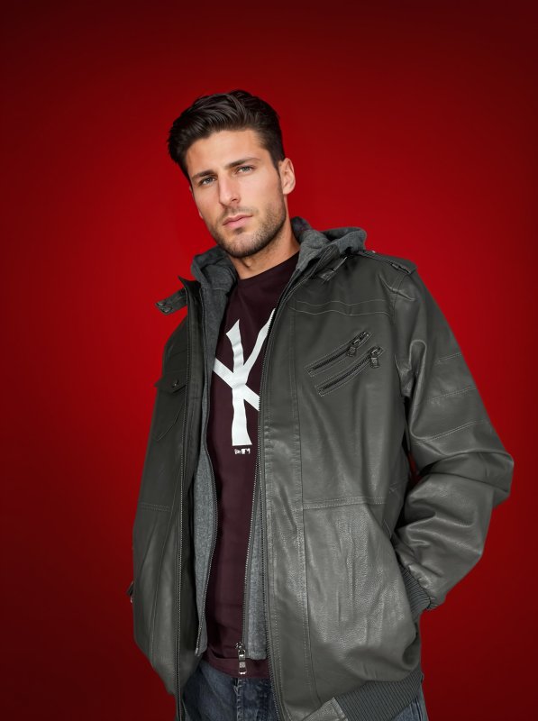 Herren Kunstlederjacke mit abnehmbarer Kapuze – Urbaner Streetstyle für Freizeit und Alltag