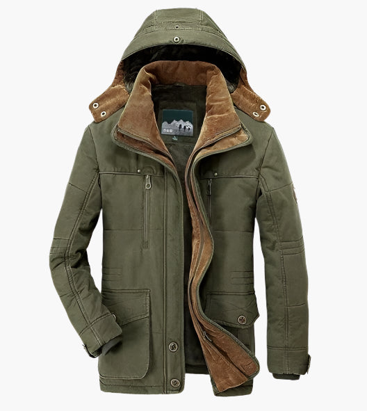 Herren Outdoor Winterjacke mit Abnehmbarer Kapuze und Fleece-Futter – Funktionale Freizeitjacke für kalte Tage
