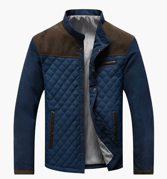 Herren Steppjacke im Patchwork-Design – Eleganter Alltagsstil für Frühling & Herbst