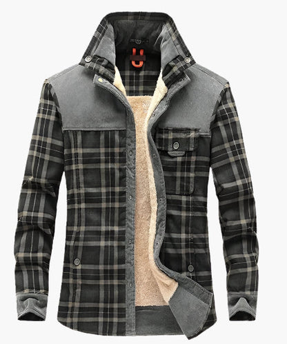 Herren Outdoor Flanelljacke im Holzfäller-Stil mit Fleece – Freizeit- und Arbeitsjacke