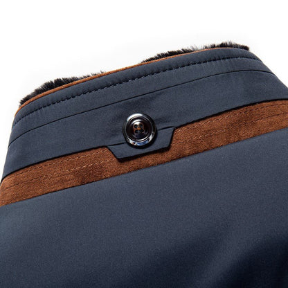 Herren Steppjacke im eleganten Business-Stil mit abnehmbarem Kunstfellkragen – Perfekt für Freizeit und Büro