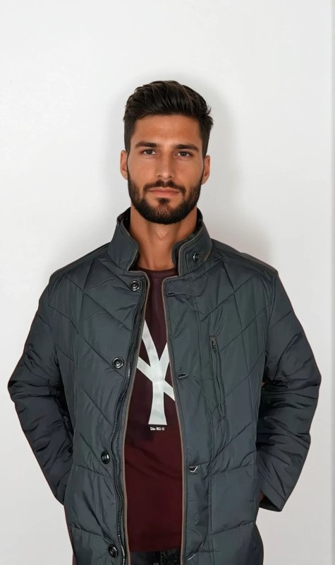 Herren Steppjacke im eleganten Business-Stil mit abnehmbarem Kunstfellkragen – Perfekt für Freizeit und Büro