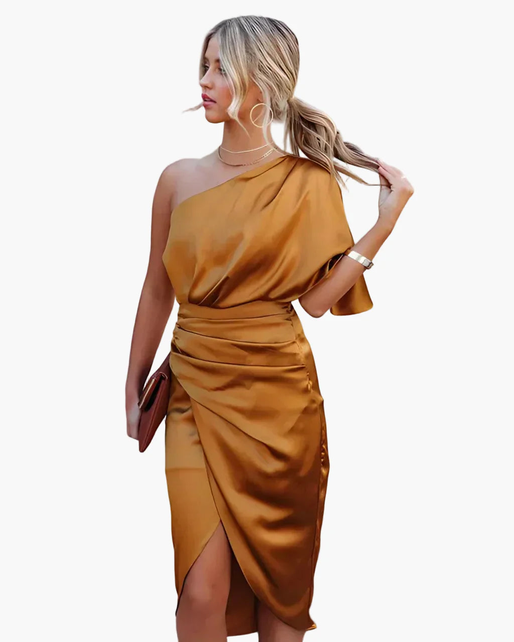 Dam Asymmetrisk midiklänning för eleganta tillfällen och aftonklädsel