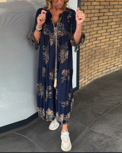 Jona - Lässiges Vintage-Kleid mit V-Ausschnitt