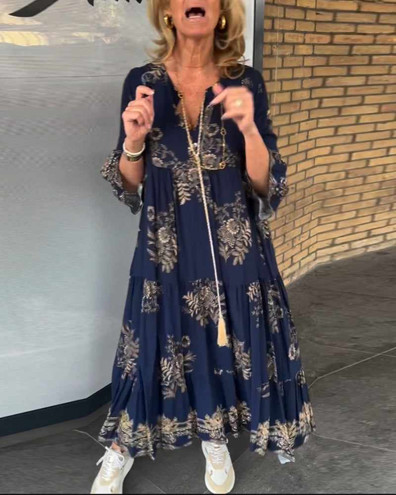 Jona - Lässiges Vintage-Kleid mit V-Ausschnitt