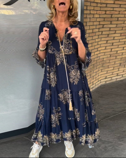 Jona - Lässiges Vintage-Kleid mit V-Ausschnitt