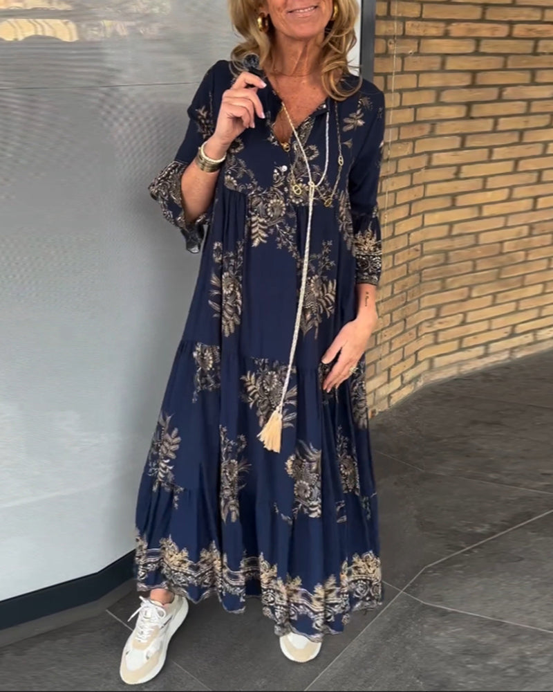 Jona - Lässiges Vintage-Kleid mit V-Ausschnitt