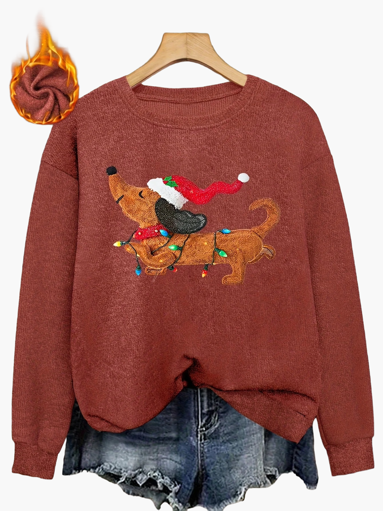 Damen Weihnachtspullover mit Dackel-Motiv – Lustiger Casual Ugly Christmas Sweater