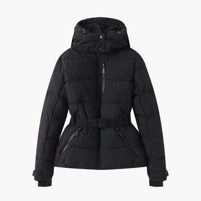 Damen Steppjacke mit Gürtel – Modische Winterjacke mit Kapuze und wasserabweisend, für Outdoor & Alltag