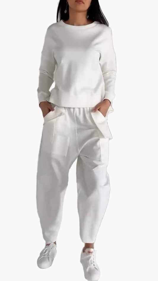 Dames tweedelig lounge-set in casual stijl – Comfortabele vrijetijdskleding voor thuis en onderweg