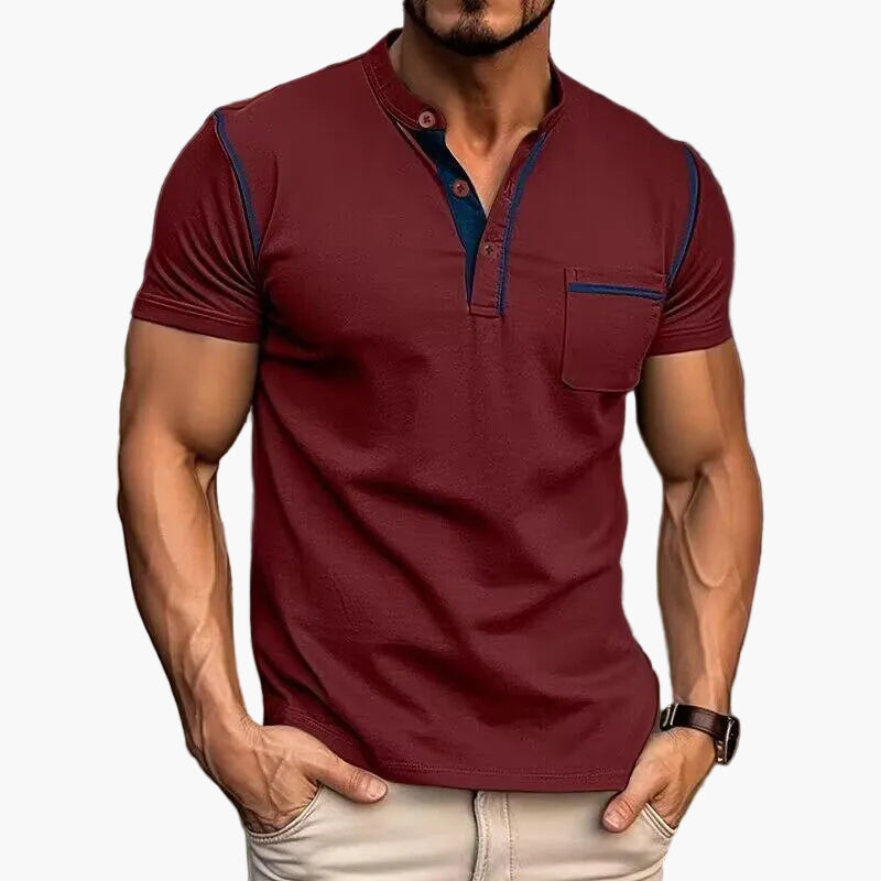 Herren Henley Poloshirt Kurzarm Modern Freizeitstil