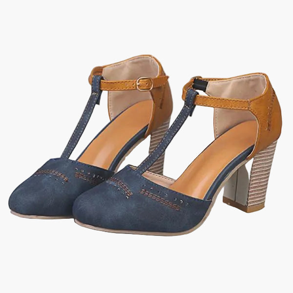 Dames Elegante T-Riem Pumps met Blokhak voor Dagelijks Gebruik en Kantoor