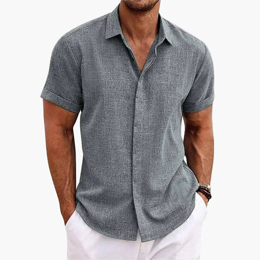 Camisa casual de manga corta para hombre con cuello con solapa – Camisa moderna de verano para día a día y vacaciones