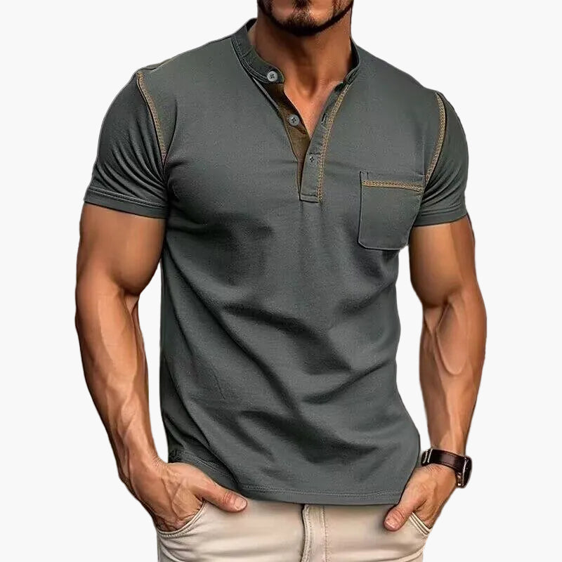 Herren Henley Poloshirt Kurzarm Modern Freizeitstil