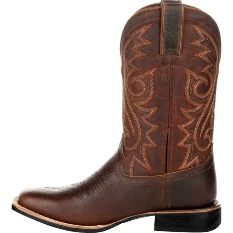 Heren Cowboy Westernlaarzen – Klassieke Kunstleren Boots voor Dagelijks Gebruik & Country-Style