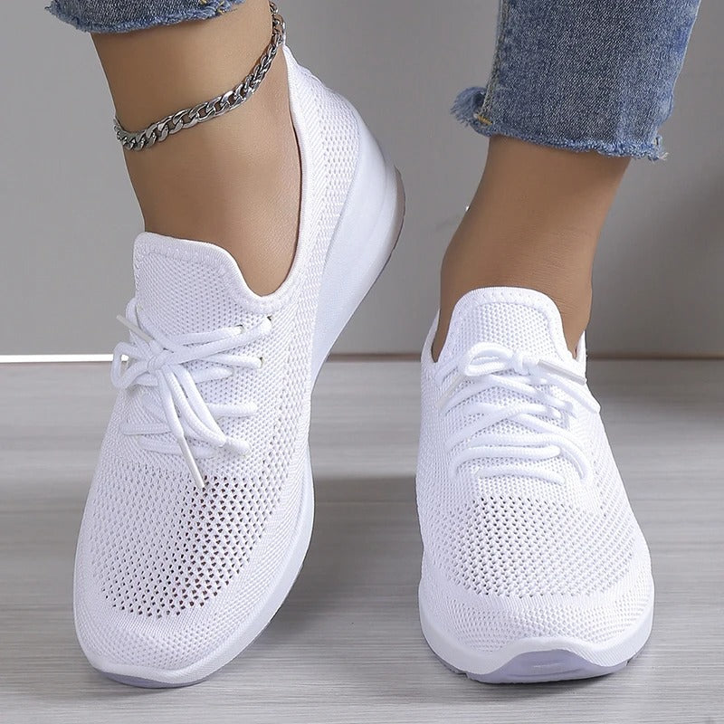 Damen Atmungsaktive Mesh-Walkingsneaker – Leichte Schnür-Sportschuhe