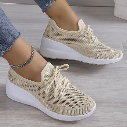 Damen Atmungsaktive Mesh-Walkingsneaker – Leichte Schnür-Sportschuhe